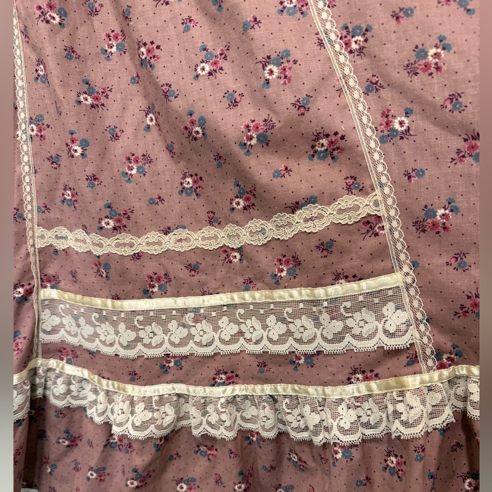 Vintage Gunne Sax Prairie Skirt Floral Lace Trim Cottagecore Boho Made USA Sz 7 - Picture 4 of 9
